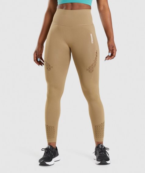 Women's Gymshark Energy Seamless Leggings Light Brown | NZ 5ATIWQ